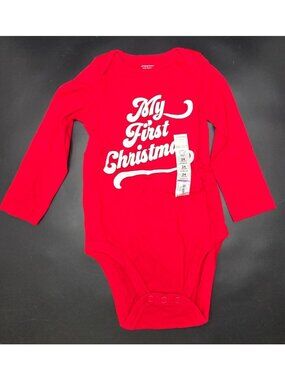My First Christmas Long-Sleeve Red Baby Bodysuit 24M - Jumping Beans JJ4277
